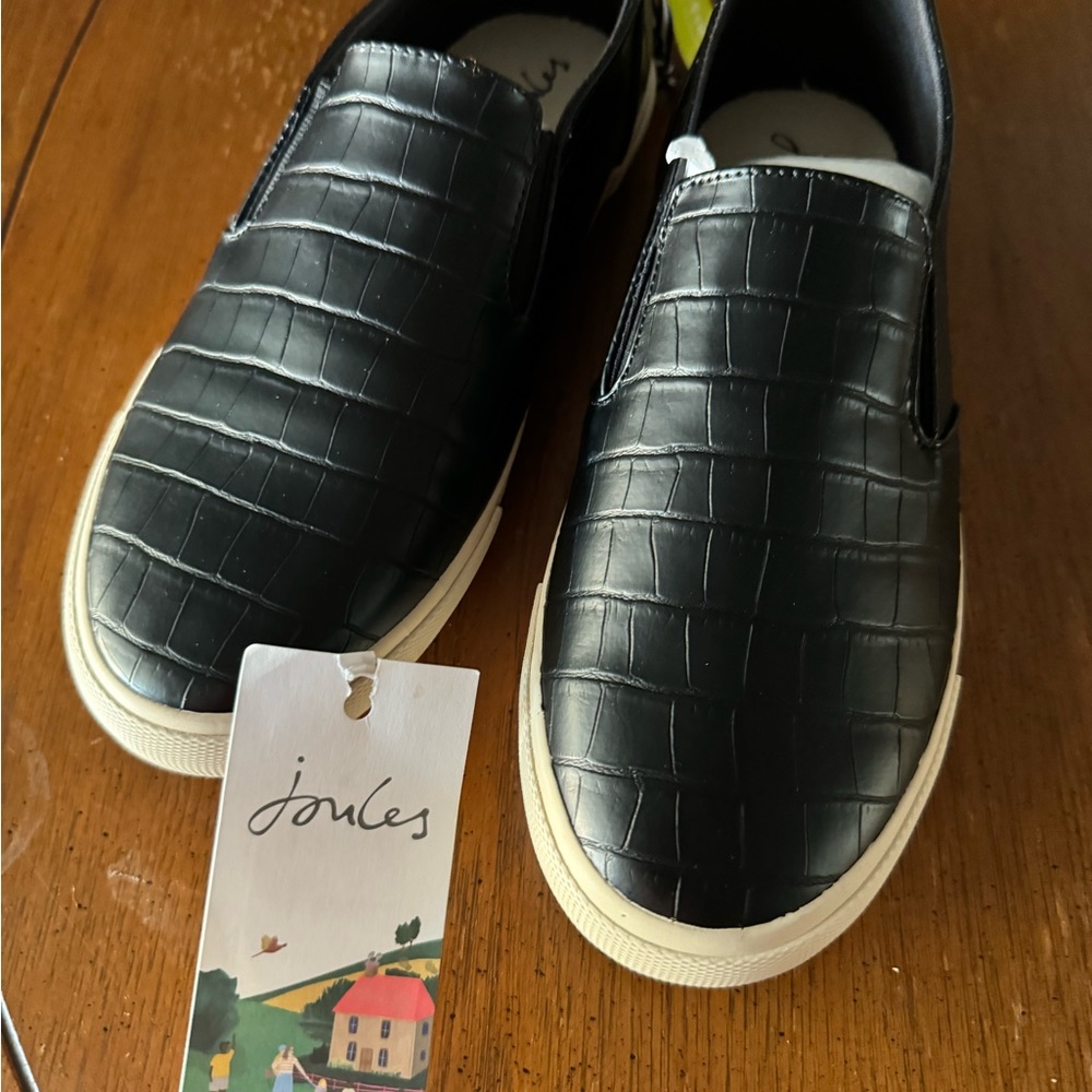 Joules black slip ons